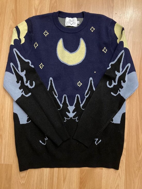 Bison Wares Other - Bison Wares Midnight Forest Moon Night Sky Pattern Knit Sweater